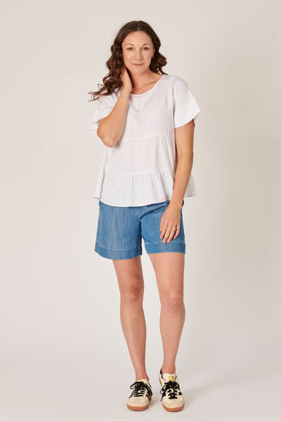 The LABoratory - Tiered Top - White - Womens Fashion