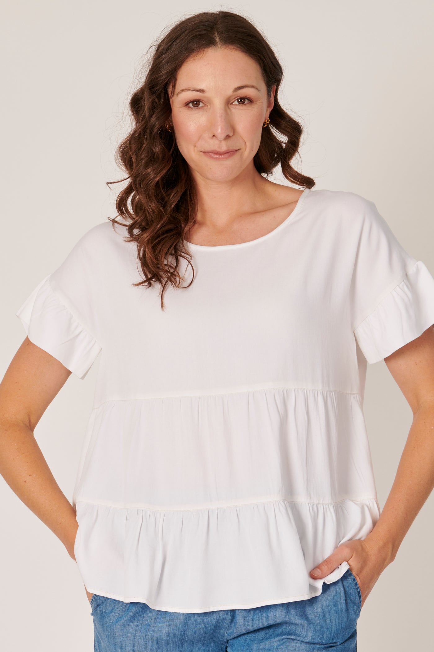 The LABoratory - Tiered Top - White - Womens Fashion