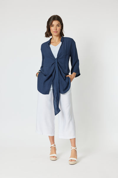 Clarity - Aegean Tie Front Shacket - Navy - Womens Fashion
