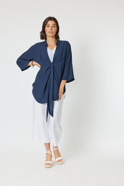 Clarity - Aegean Tie Front Shacket - Navy - Womens Fashion