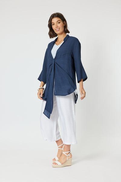 Clarity - Aegean Tie Front Shacket - Navy - Womens Fashion