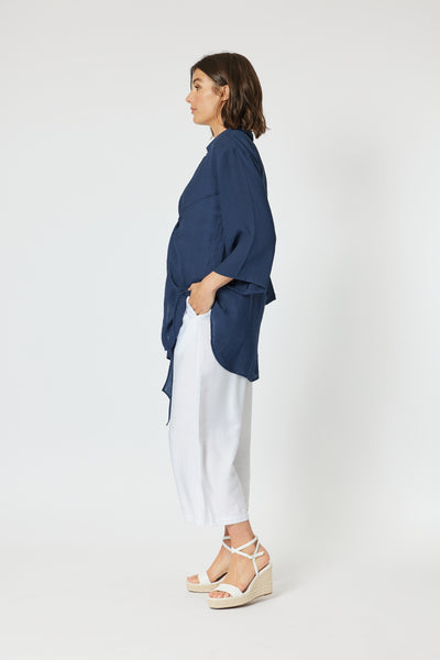 Clarity - Aegean Tie Front Shacket - Navy - Womens Fashion