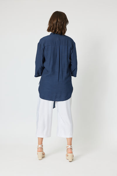 Clarity - Aegean Tie Front Shacket - Navy - Womens Fashion