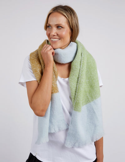 Elm - Pasture Scarf Green, Grey & Cream - Womens Fashion