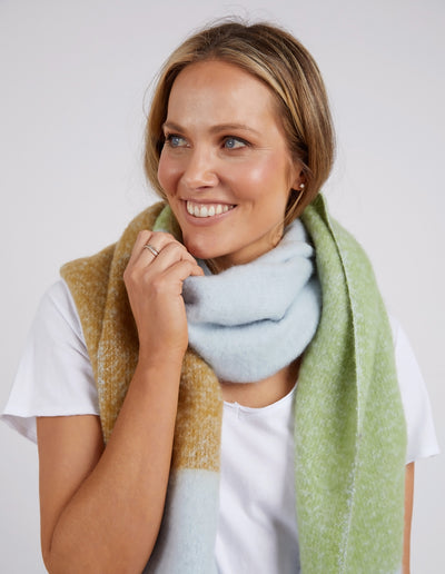 Elm - Pasture Scarf Green, Grey & Cream - Womens Fashion