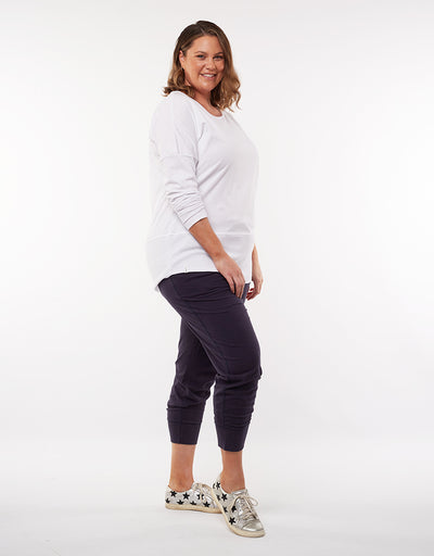 Elm - Rib Long Sleeve - White - Womens Fashion-