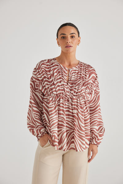 Alia Shirt | Tan Zebra