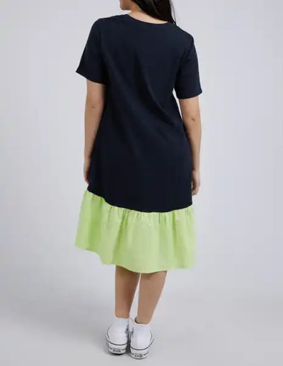 Elle V Neck Dress | Navy Lime