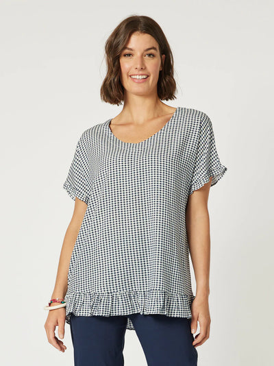 Check Me Out Ruffle Top - Navy