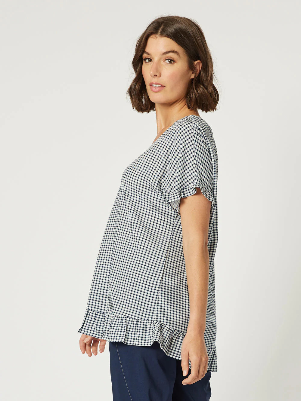 Check Me Out Ruffle Top - Navy