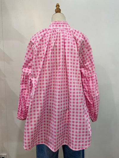 Sal & Lou - Lucy Frill Top - Pink Gingham - Womens Fashion