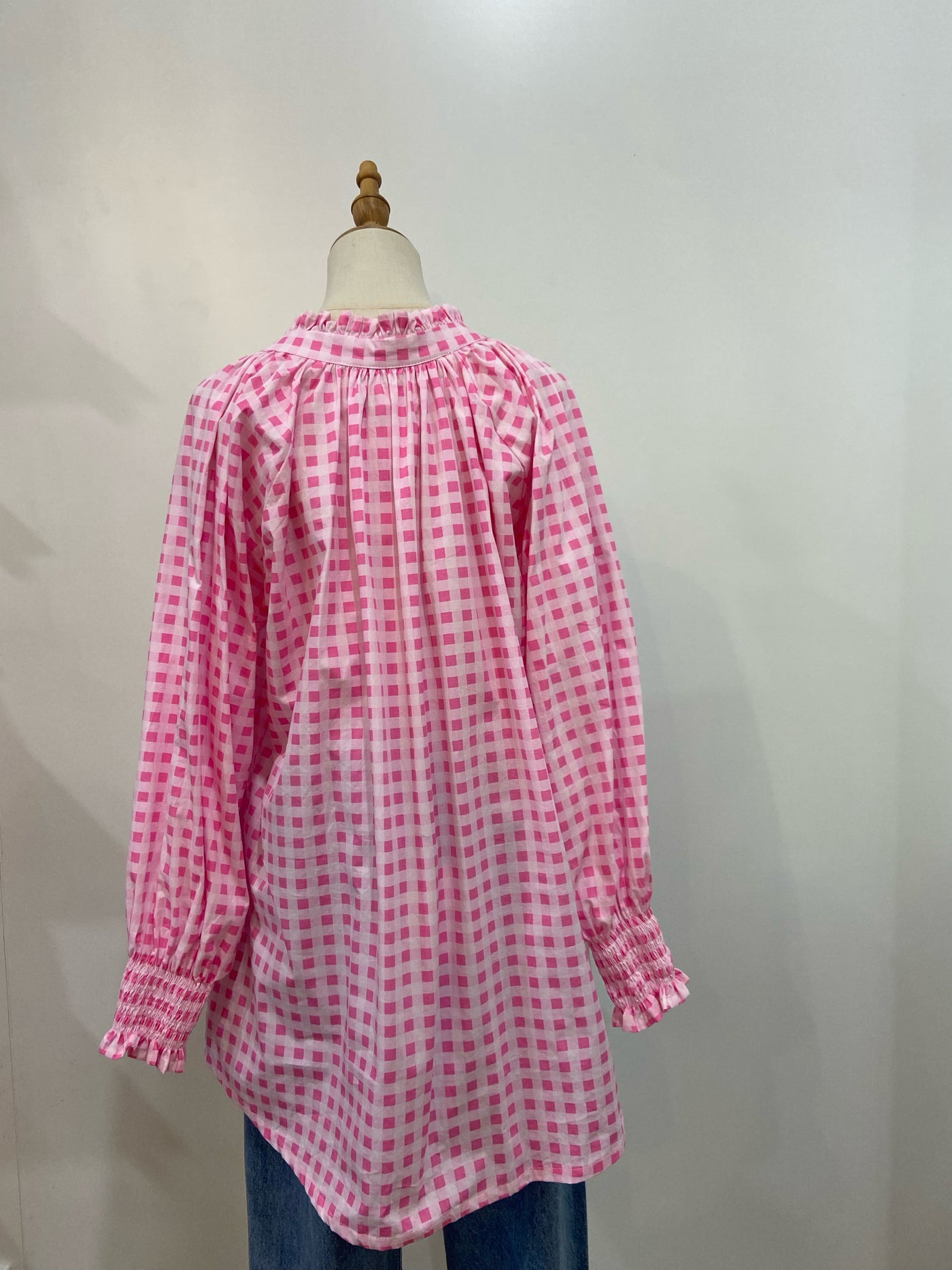 Sal & Lou - Charlie Frill Top - Pink Gingham - Womens Fashion