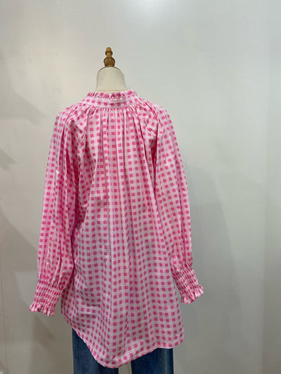 Sal & Lou - Charlie Frill Top - Pink Gingham - Womens Fashion