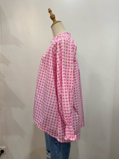 Sal & Lou - Charlie Frill Top - Pink Gingham - Womens Fashion