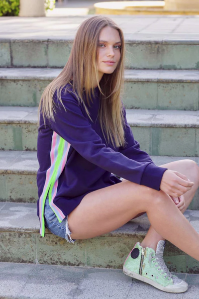 est. 1971 - Classic Trim Side Sweat Shirt - Navy - Womens Fashion