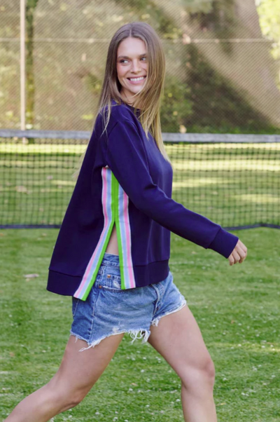 est. 1971 - Classic Trim Side Sweat Shirt - Navy - Womens Fashion
