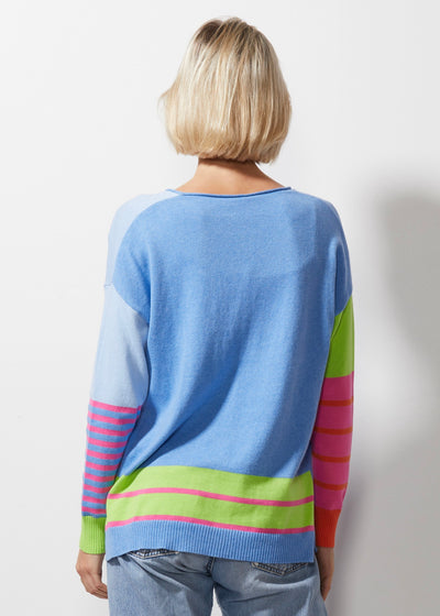 Intarsia Squares Knit | Chambray