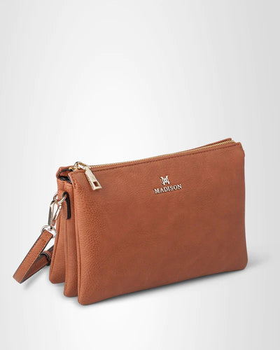 Tan | AVERY 3 COMPARTMENT CROSSBODY BAG
