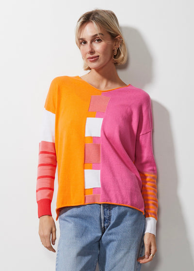 Intarsia Squares Knit | Sunset