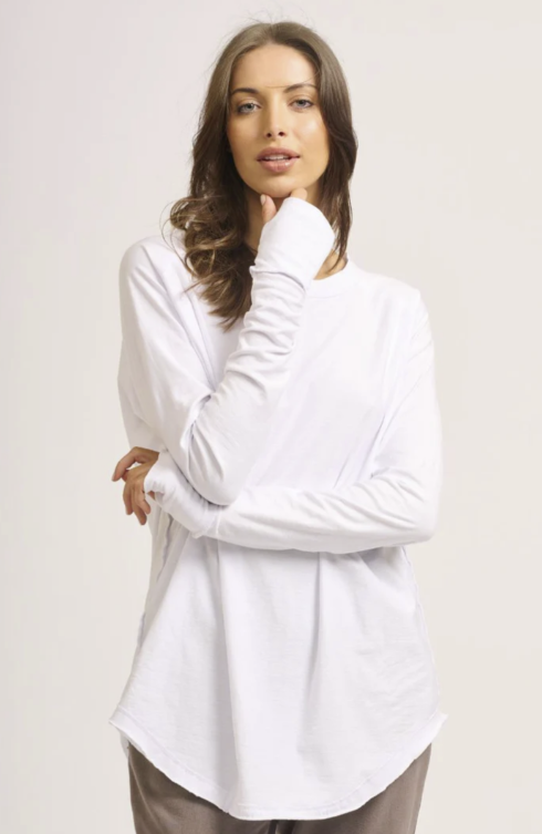 Raw Crew Long Sleeve Tee | White