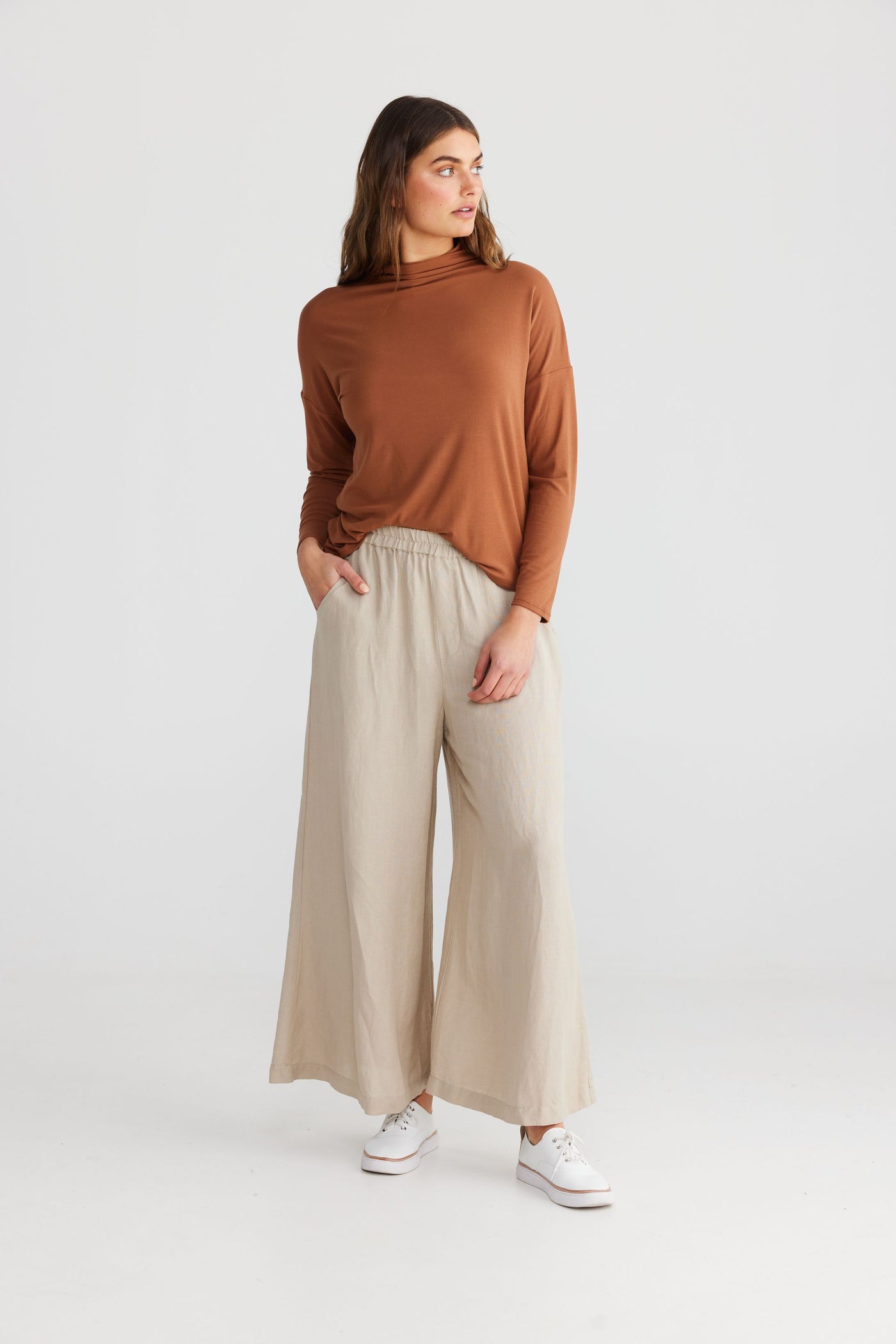 Shanty - Giorgio Long Sleeve Tee - Terracotta - Womens Fashion