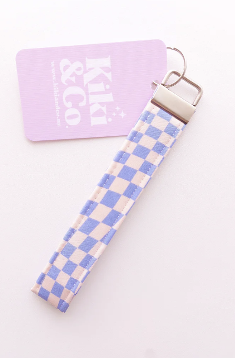 Keychain - Blue Checkerborad