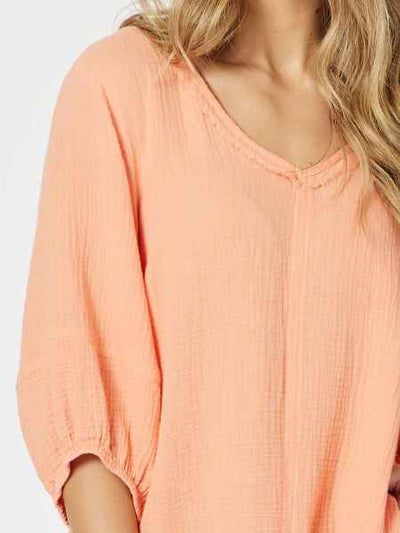 Threadz - Bryon Cotton Dress - Papaya - Womens Fashion