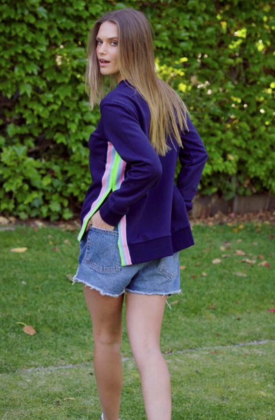 est. 1971 - Classic Trim Side Sweat Shirt - Navy - Womens Fashion