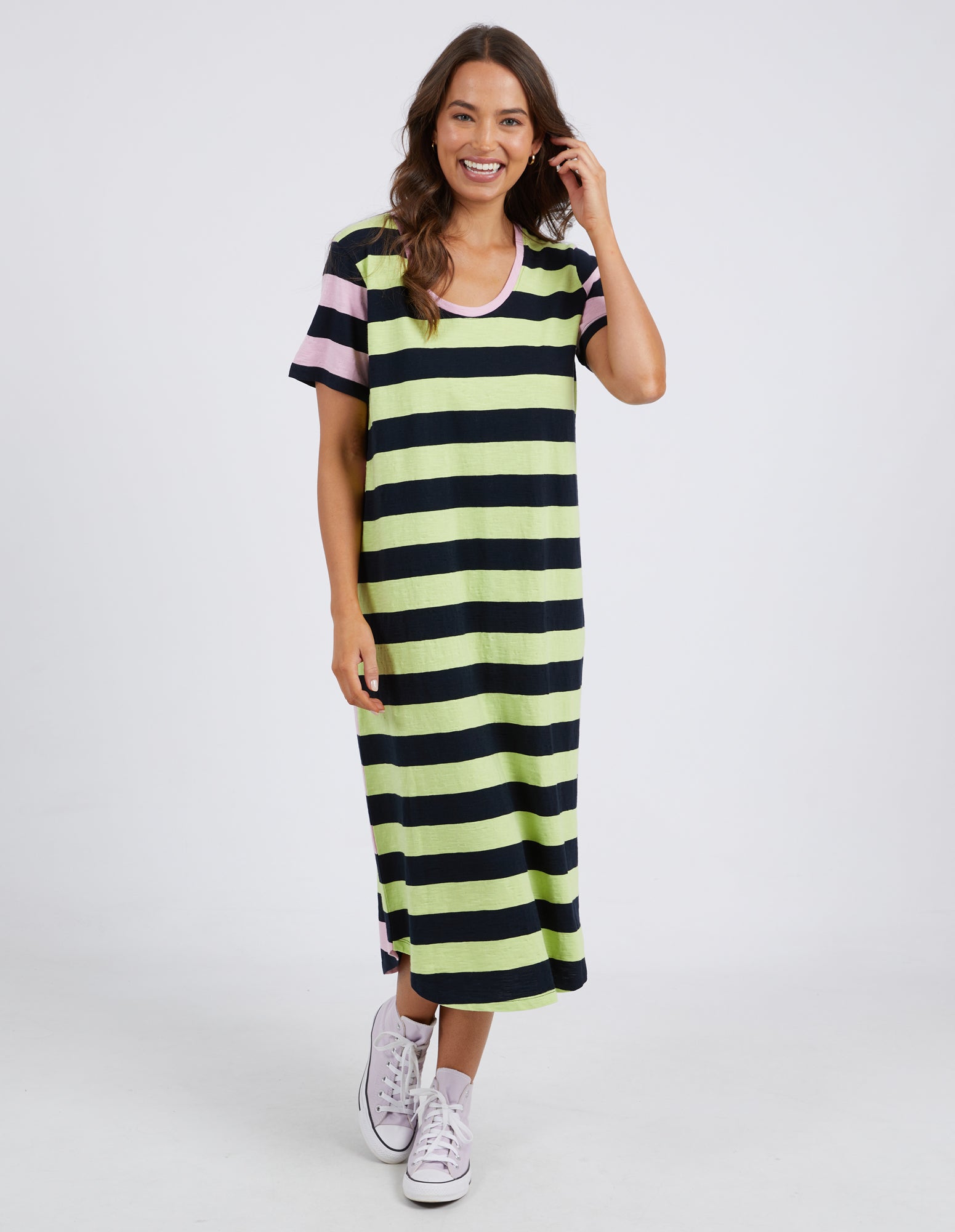 Mercury Stripe Dress in KeyLime / Navy / Pink Mercury Stripe Dress in KeyLime / Navy / Pink