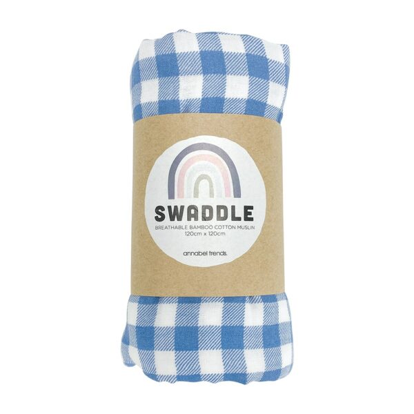 Muslin Swaddle - Gingham Blue