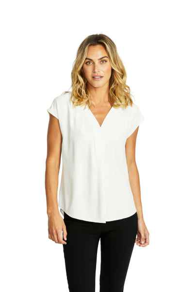 Ping Pong - Helen V-Neck Slinky top - Ivory - Womens Fashion