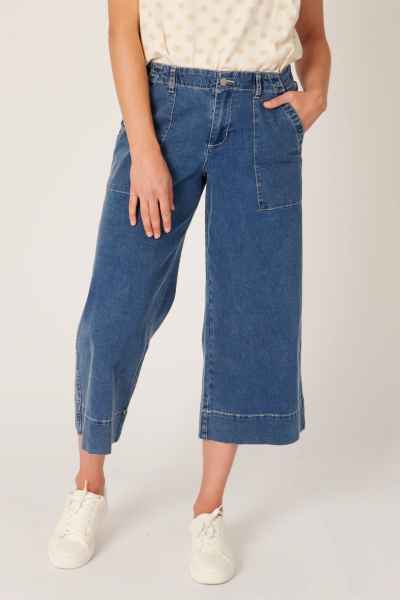 The LABoratory - Wide Cuff Culotte - Dark Blue - Womens Fashion