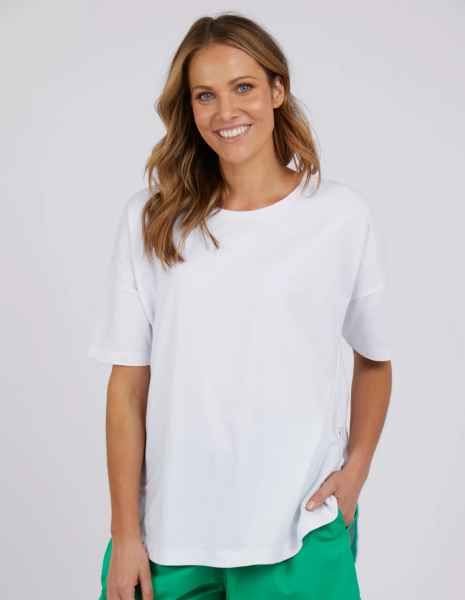 Elm - Society Long Sleeve Tee - White - Womens Fashion