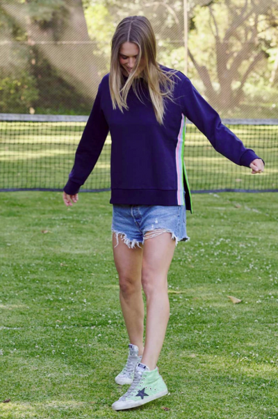 est. 1971 - Classic Trim Side Sweat Shirt - Navy - Womens Fashion