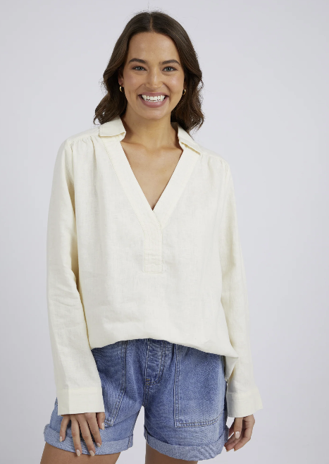 Blair Open Neck Shirt Toasted Coconut