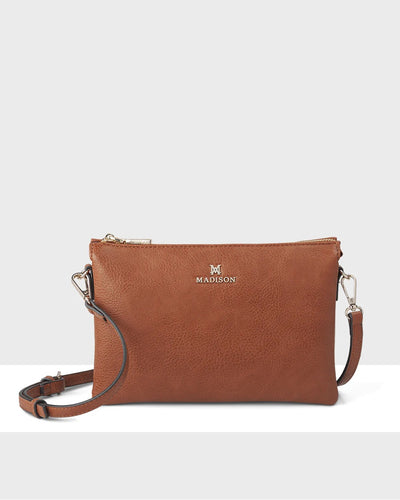 Tan | AVERY 3 COMPARTMENT CROSSBODY BAG