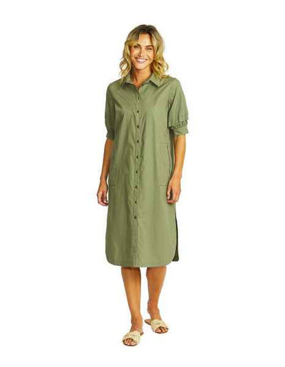Ping Pong - Harley Shirt Dress - Khaki - Womens Fashion