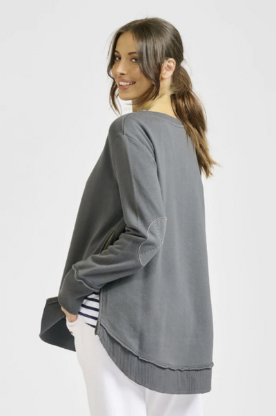 est. 1971 - High-Low Zipside Sweatshirt - Coal - Womens Fashion