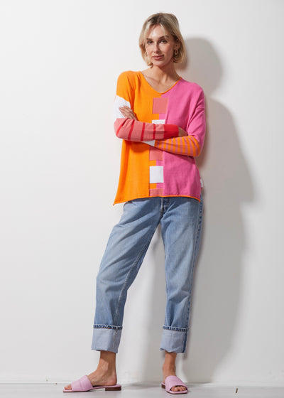 Intarsia Squares Knit | Sunset