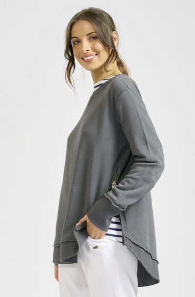est. 1971 - High-Low Zipside Sweatshirt - Coal - Womens Fashion