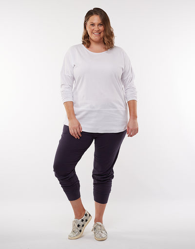 Elm - Fundamental Rib L/S Tee - White - Womens Fashion