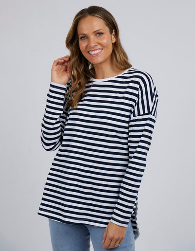 Elm - Lauren Long Sleeve Tee - Navy - Womens Fashion