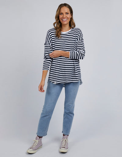 Elm - Lauren Long Sleeve Tee - Navy - Womens Fashion