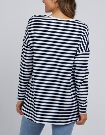 Elm - Lauren Long Sleeve Tee - Navy - Womens Fashion