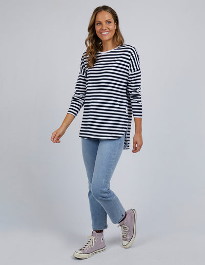 Elm - Lauren Long Sleeve Tee - Navy - Womens Fashion