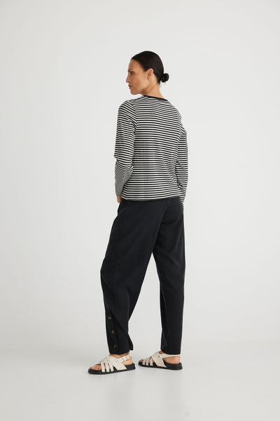 Essential Long Sleeve Top | Black Stripe