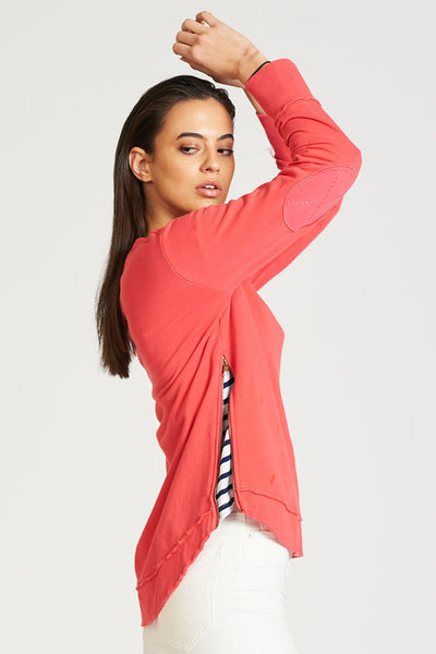 est. 1971 - High-Low Zipside Sweatshirt - Portsea Red - Womens Fashion