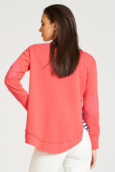 est. 1971 - High-Low Zipside Sweatshirt - Portsea Red - Womens Fashion